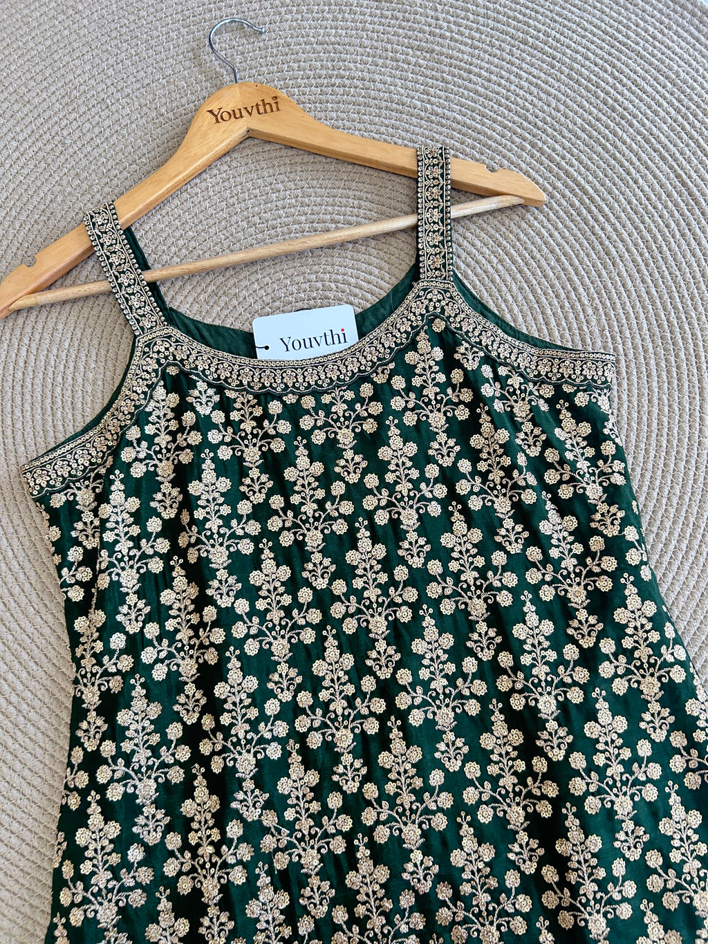 Green Chinnon Sharara Suit