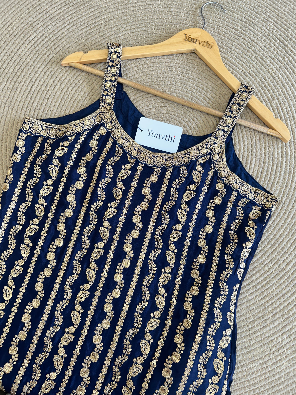 Blue Chinnon Sharara Suit