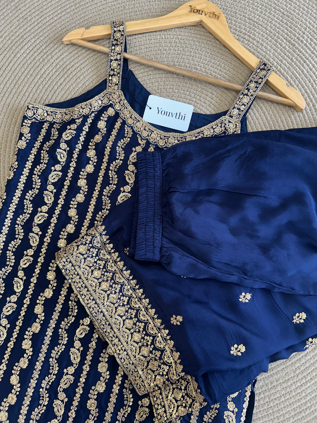 Blue Chinnon Sharara Suit