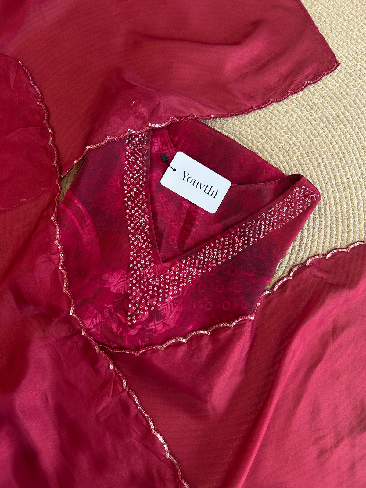 Maroon Crepe Kurti Suit