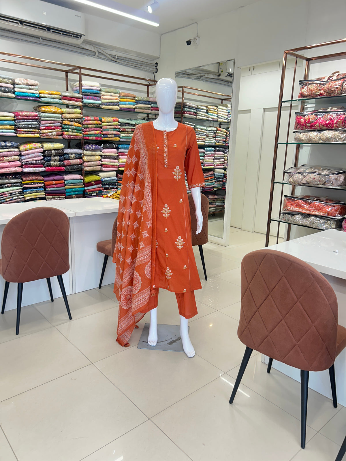 Orange Cotton Aline Set