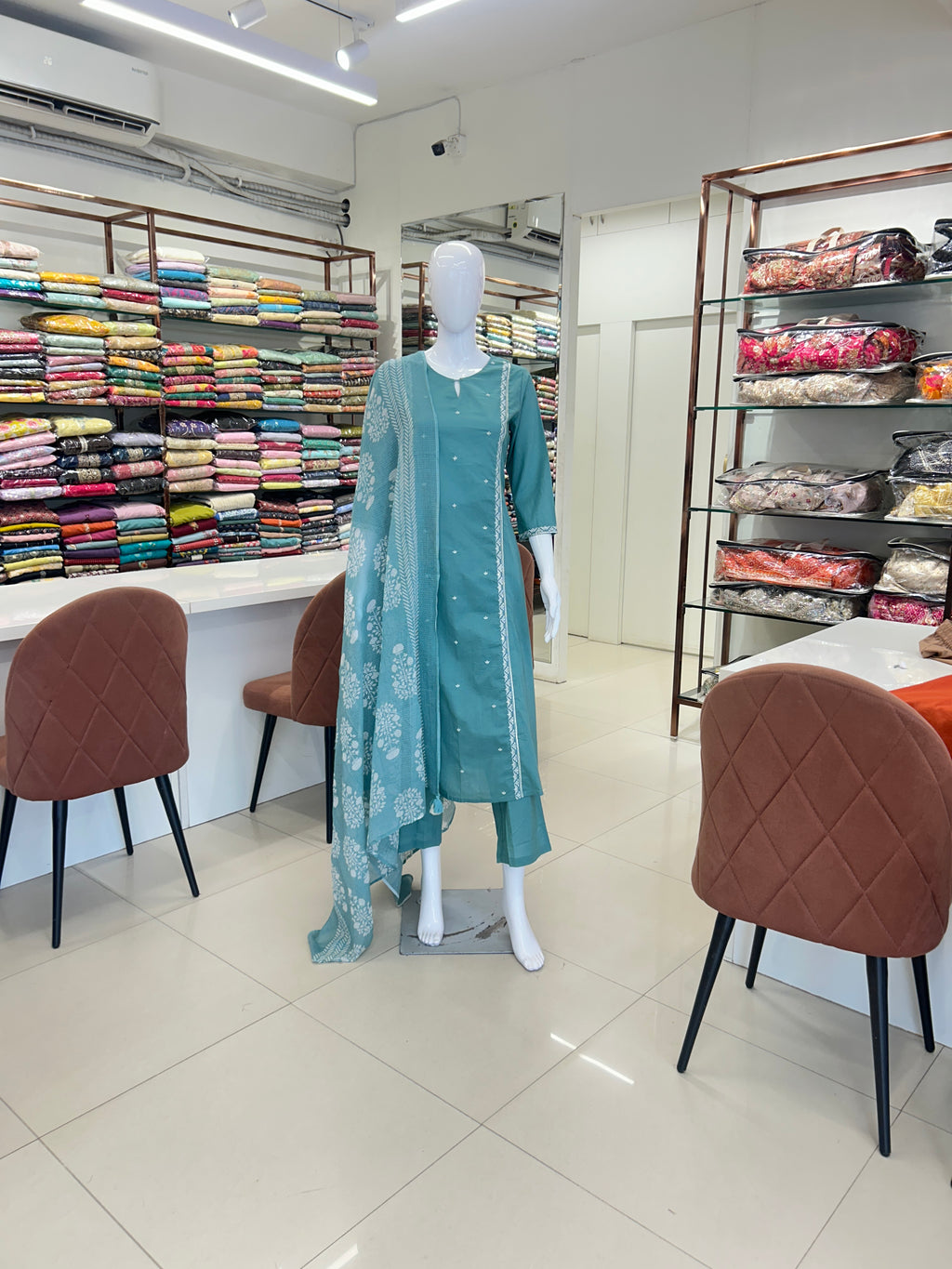 Teal Blue Cotton Aline Set