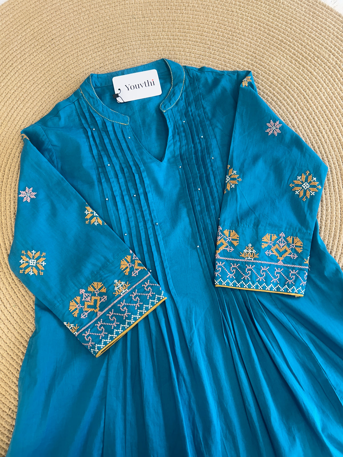Blue Cotton Aline Set