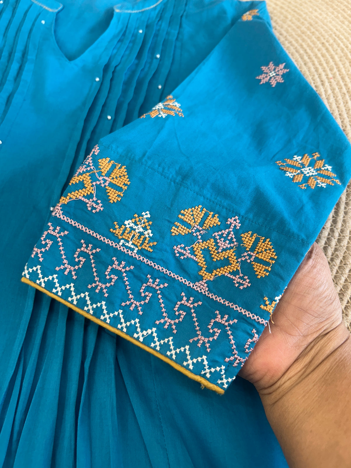 Blue Cotton Aline Set