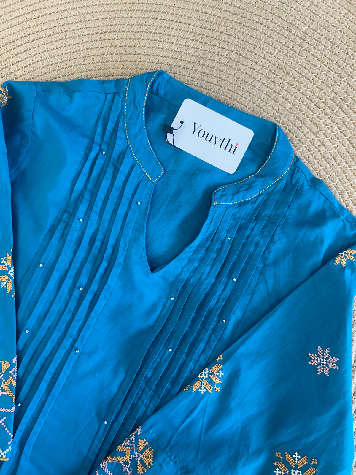 Blue Cotton Aline Set