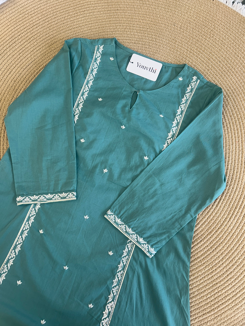 Teal Blue Cotton Aline Set