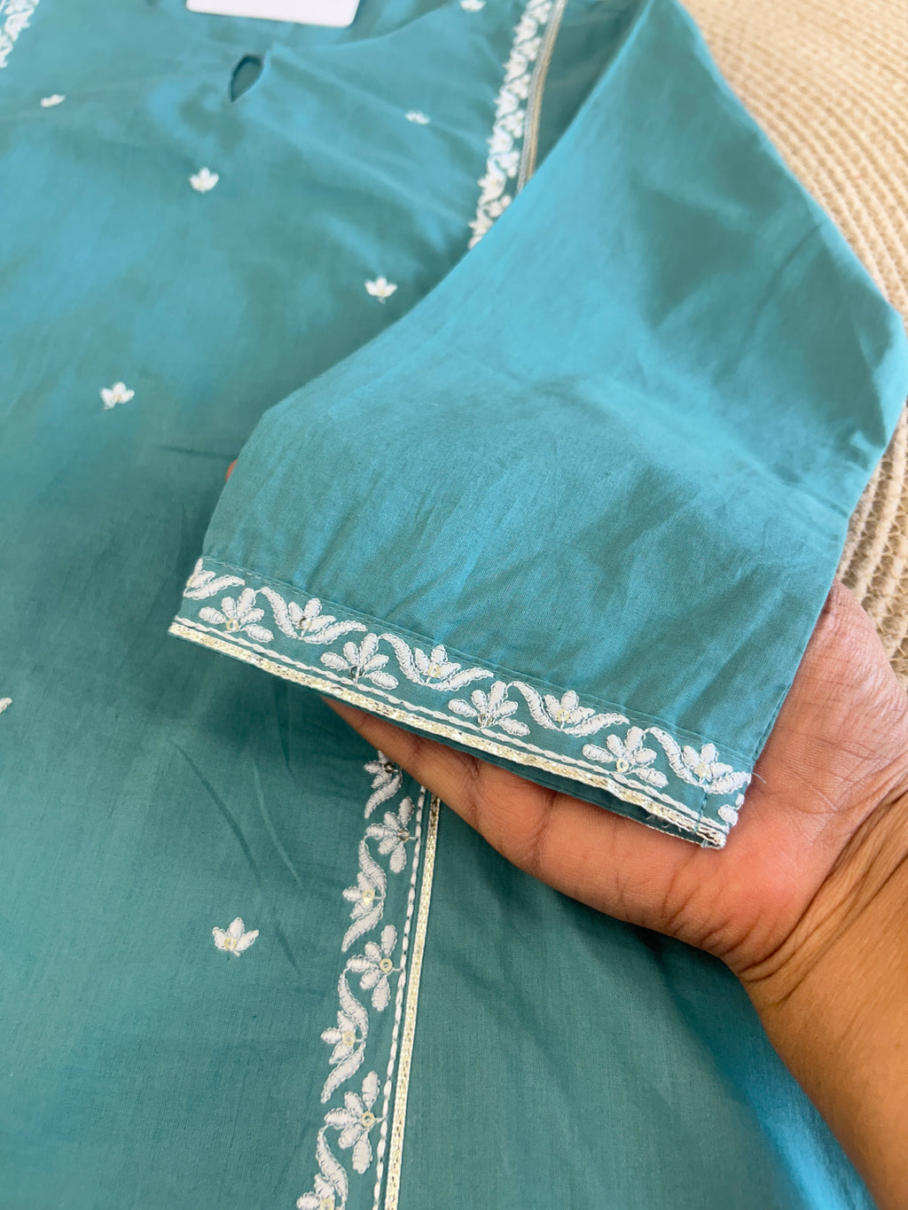 Teal Blue Cotton Aline Set