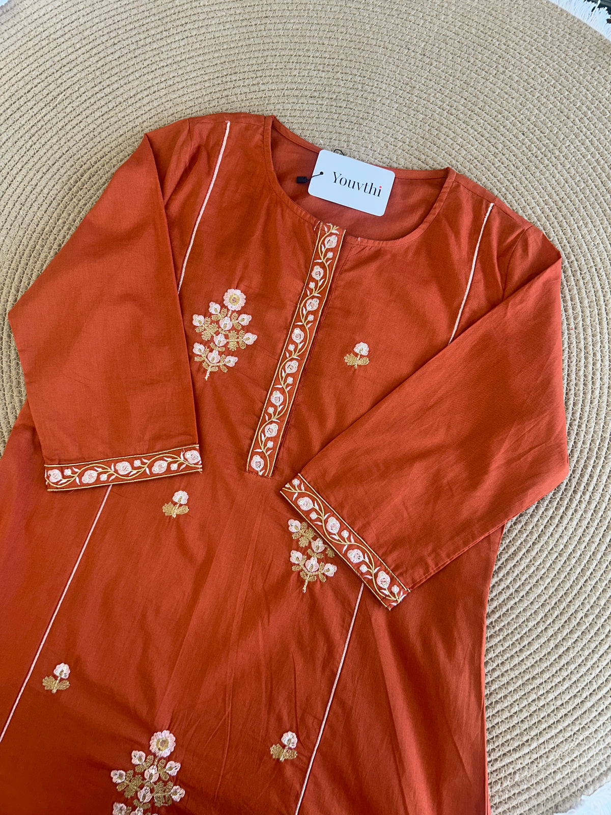 Orange Cotton Aline Set