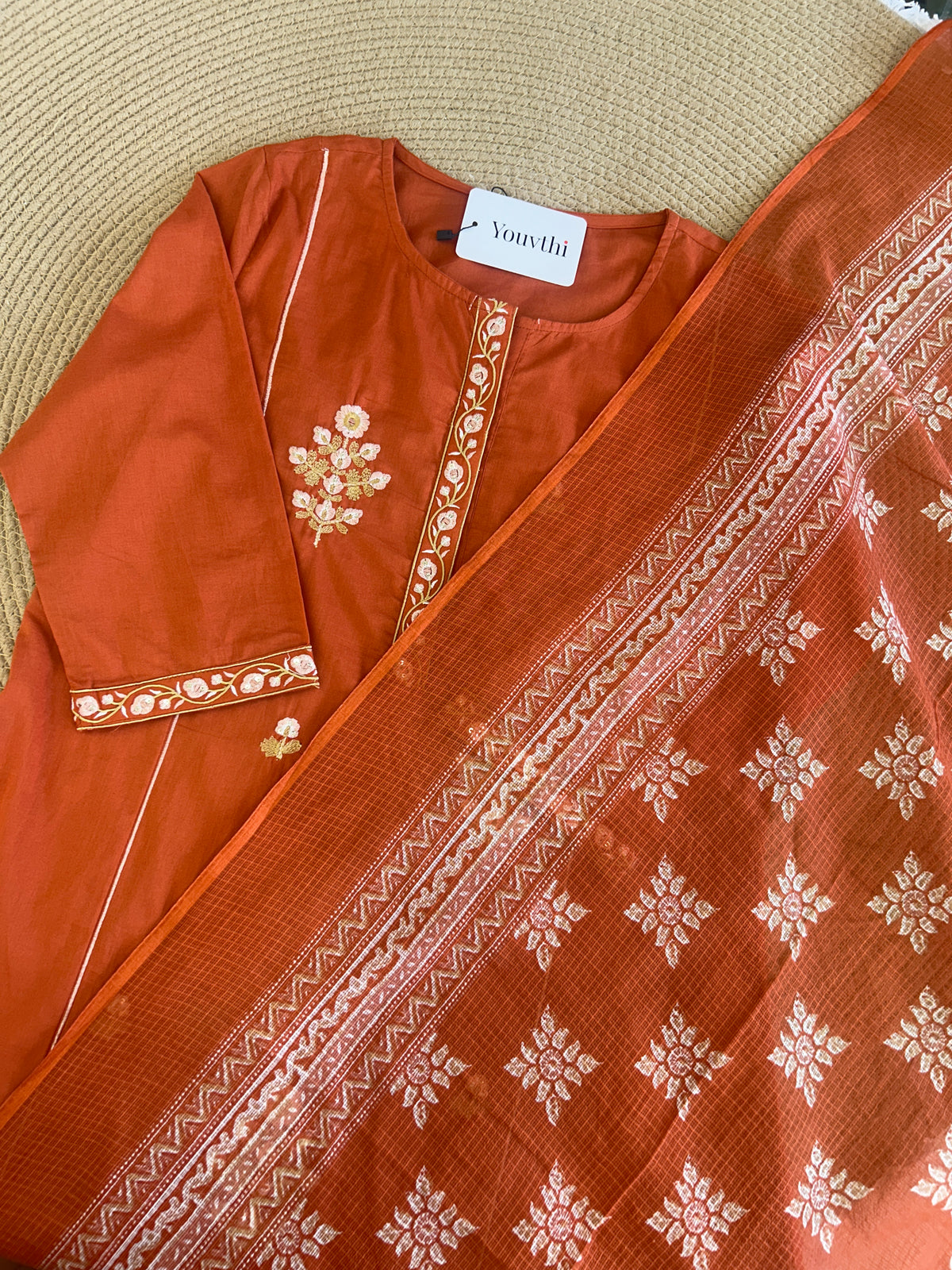Orange Cotton Aline Set