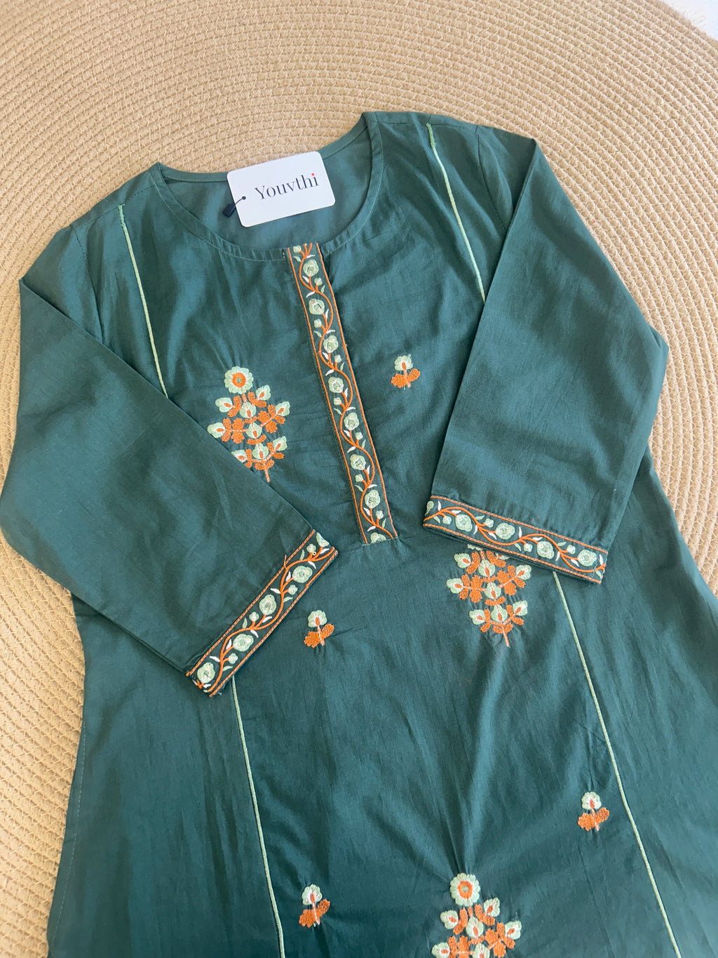 Green Cotton Aline Set