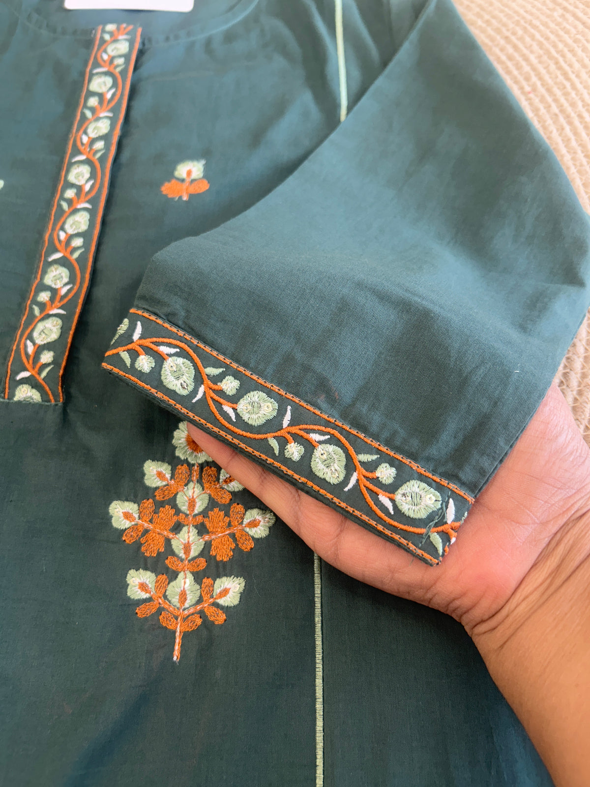Green Cotton Aline Set