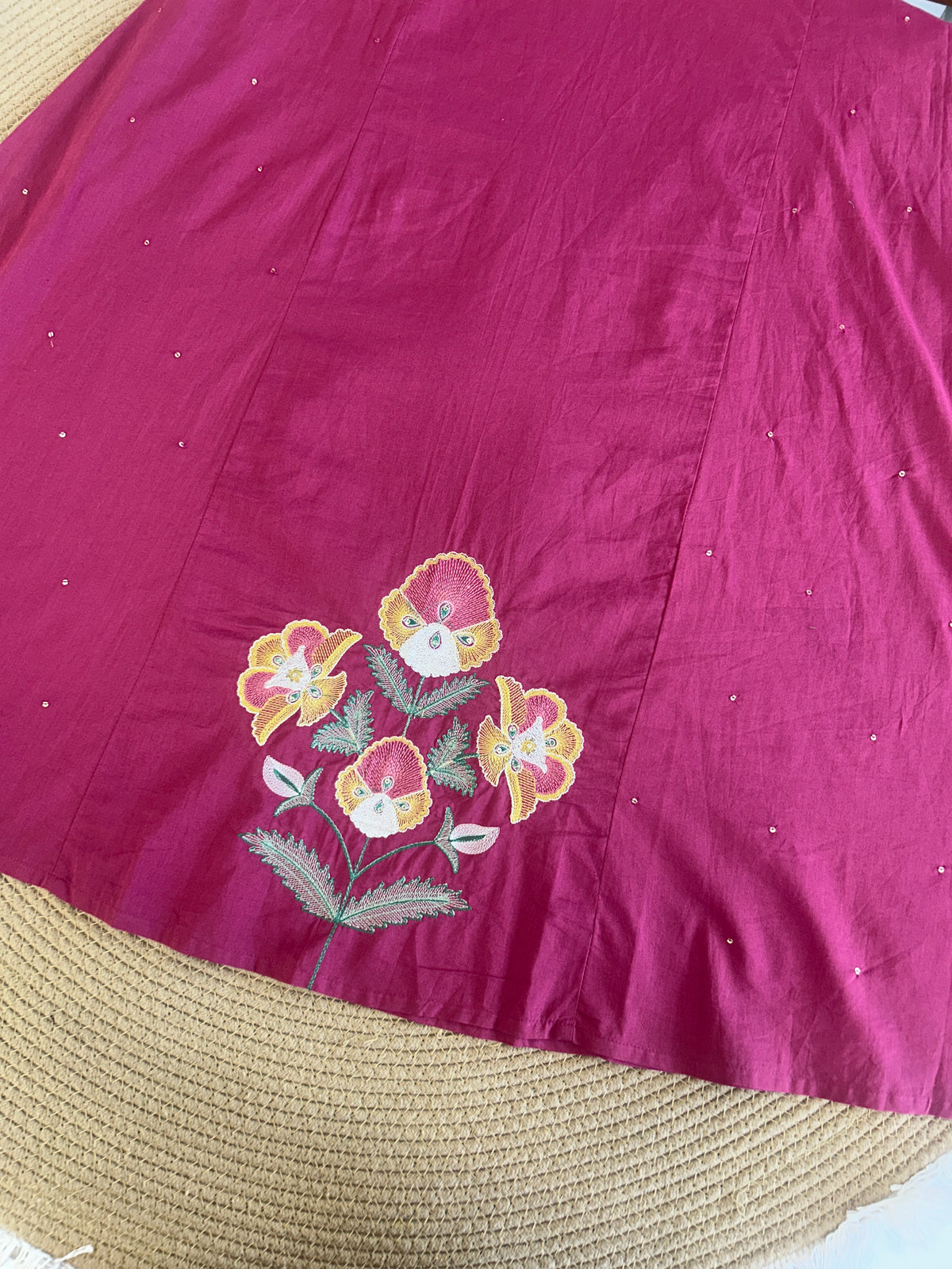 Dark Pink Cotton Aline Set