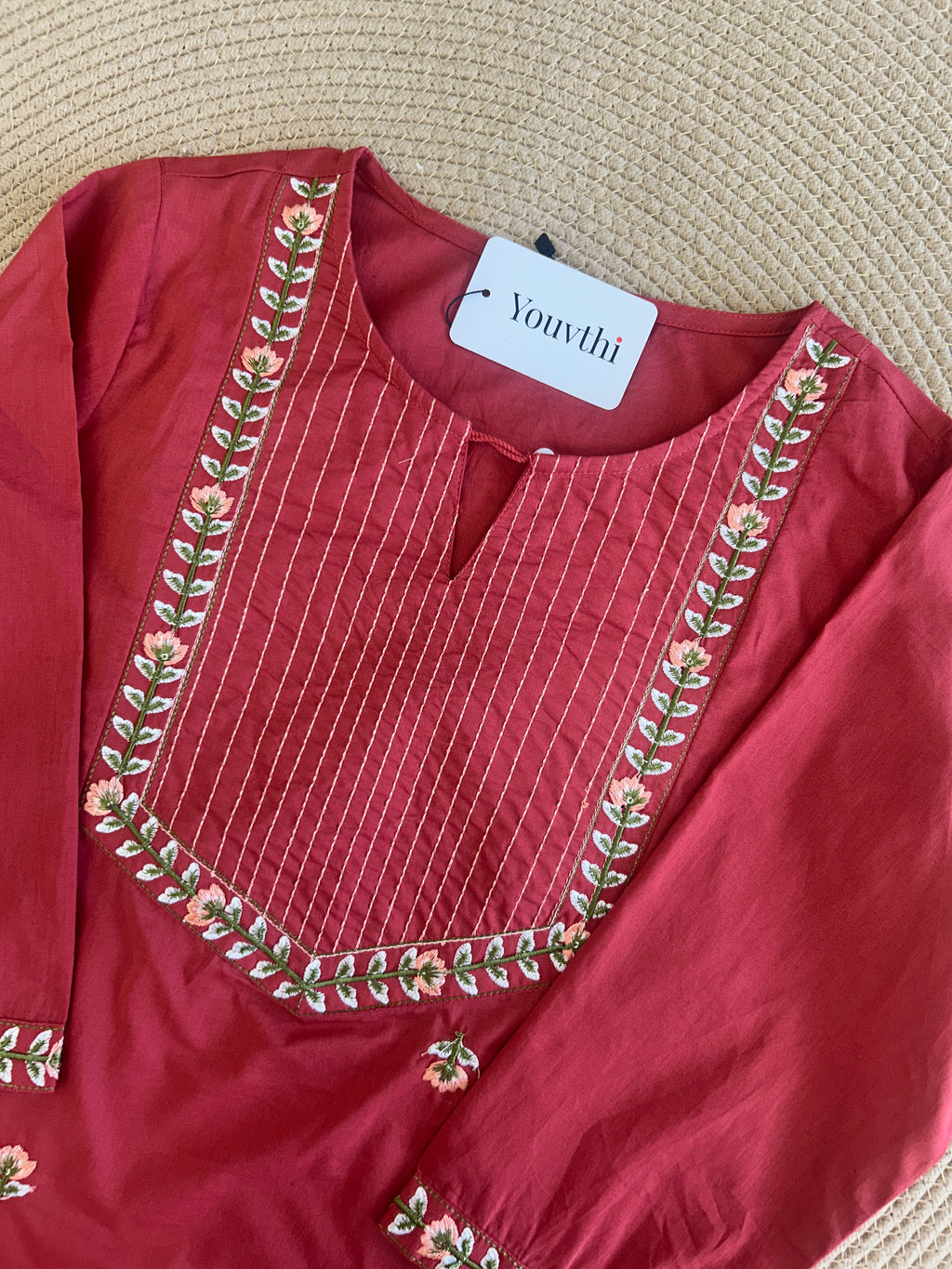 Red Cotton Aline Set