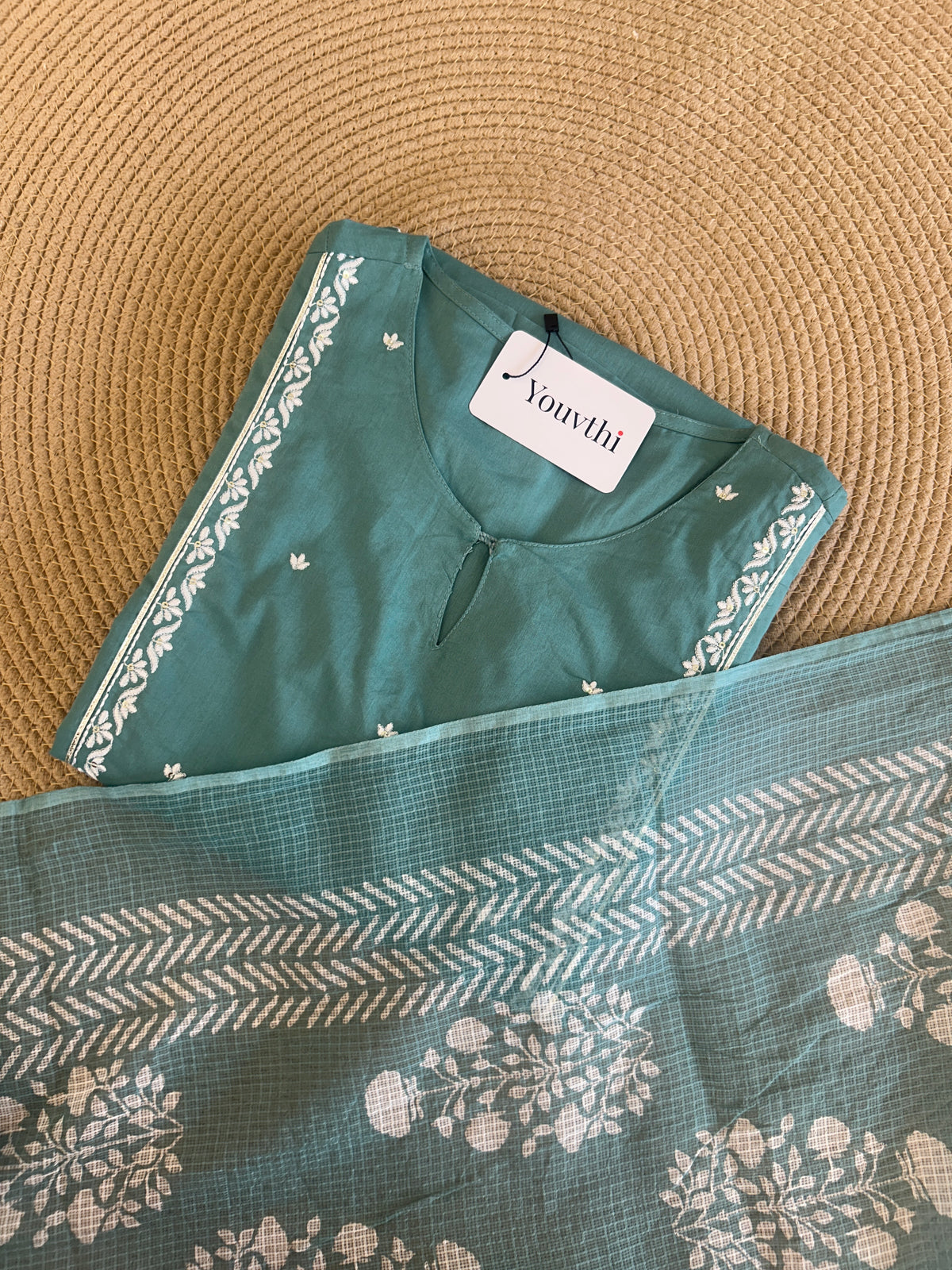 Teal Blue Cotton Aline Set