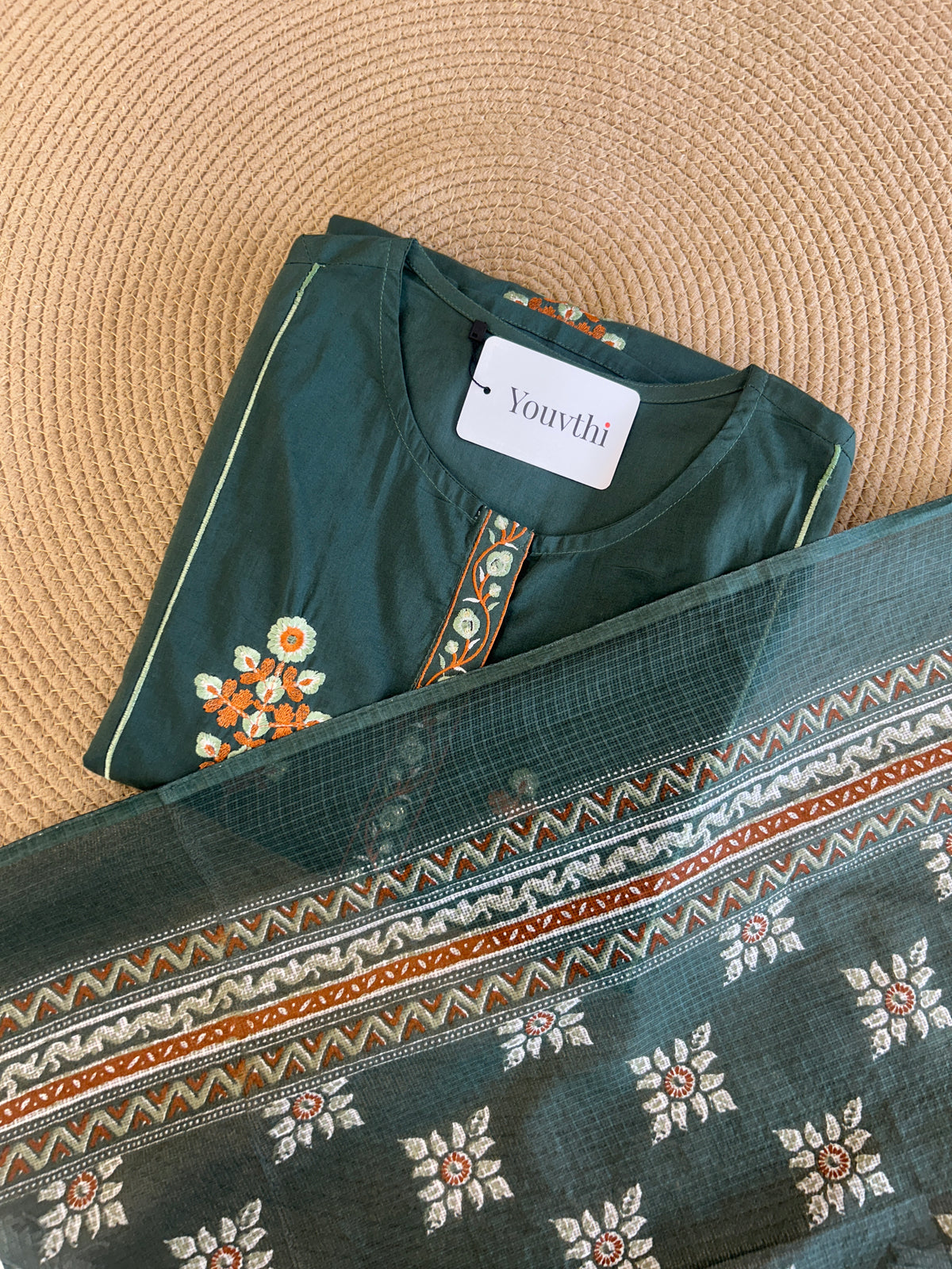 Green Cotton Aline Set
