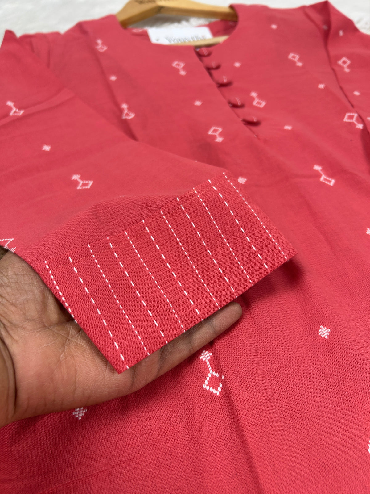 Rose Pink Cotton Straight Cut Kurti Set