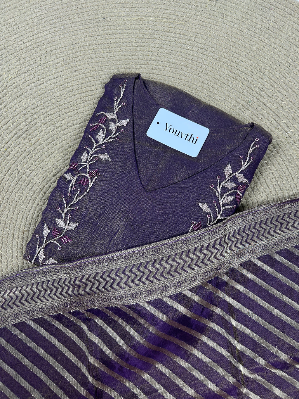 Mauve Crushed Tissue Silk A-Line Suit