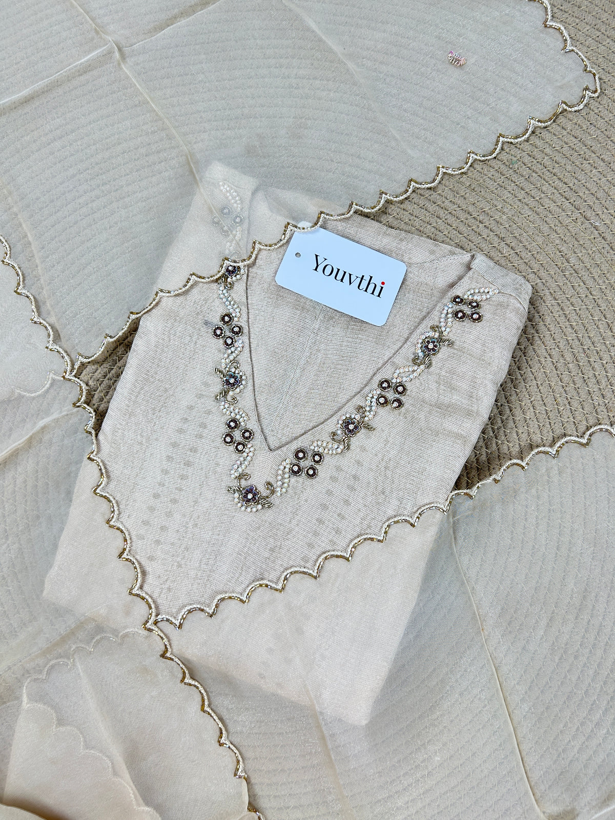 Ivory Silk Aline Suit