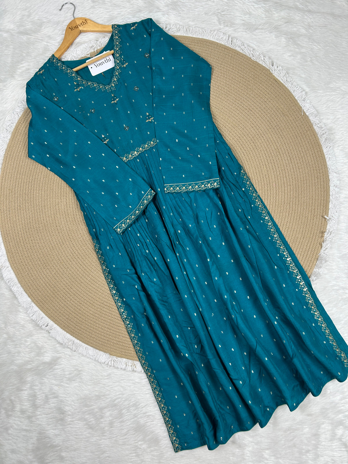 Teal Nyra Cut Kurti Suit