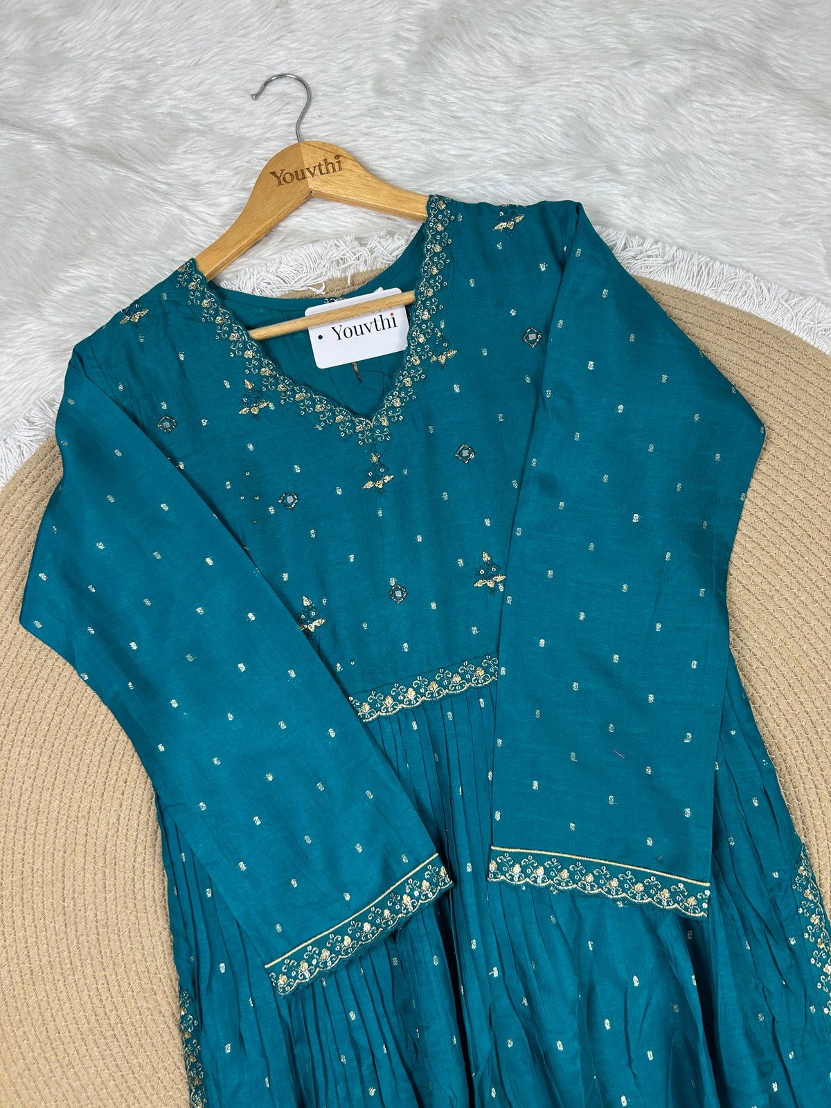 Teal Nyra Cut Kurti Suit