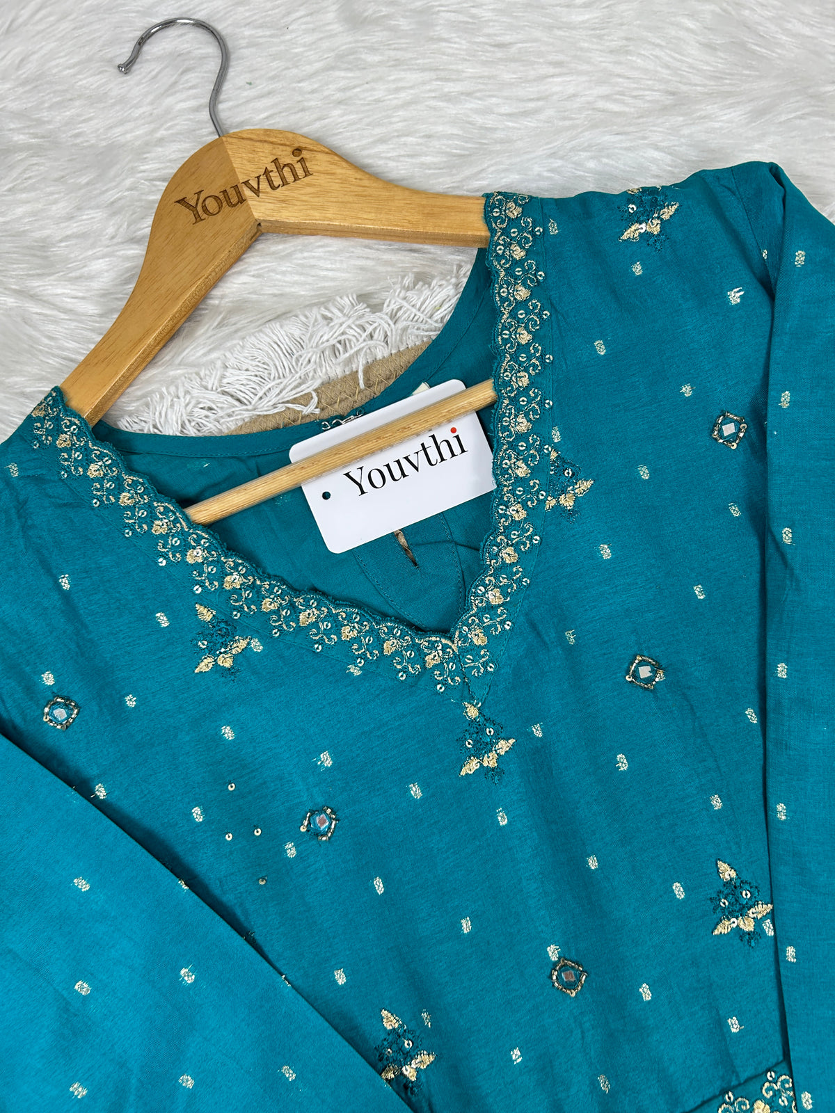 Teal Nyra Cut Kurti Suit