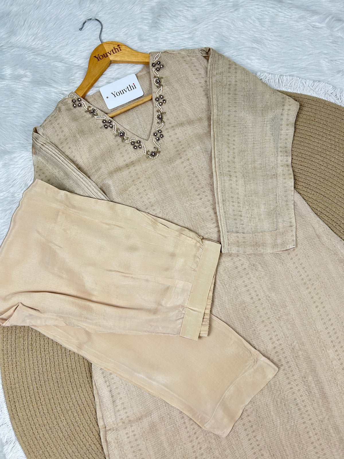 Ivory Silk Aline Suit