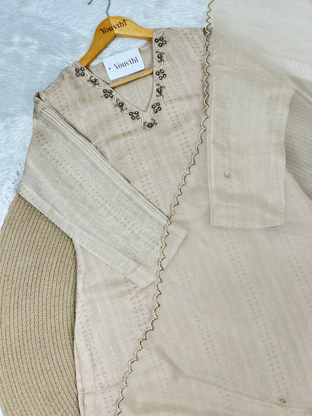 Ivory Silk Aline Suit