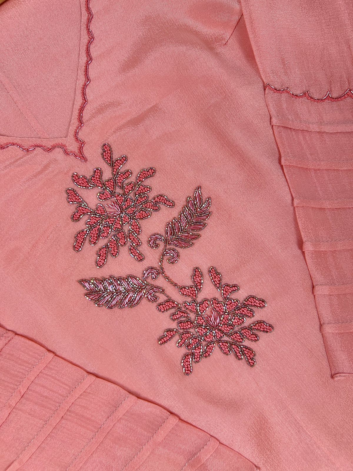 Soft Peach Chinnon A-Line Suit