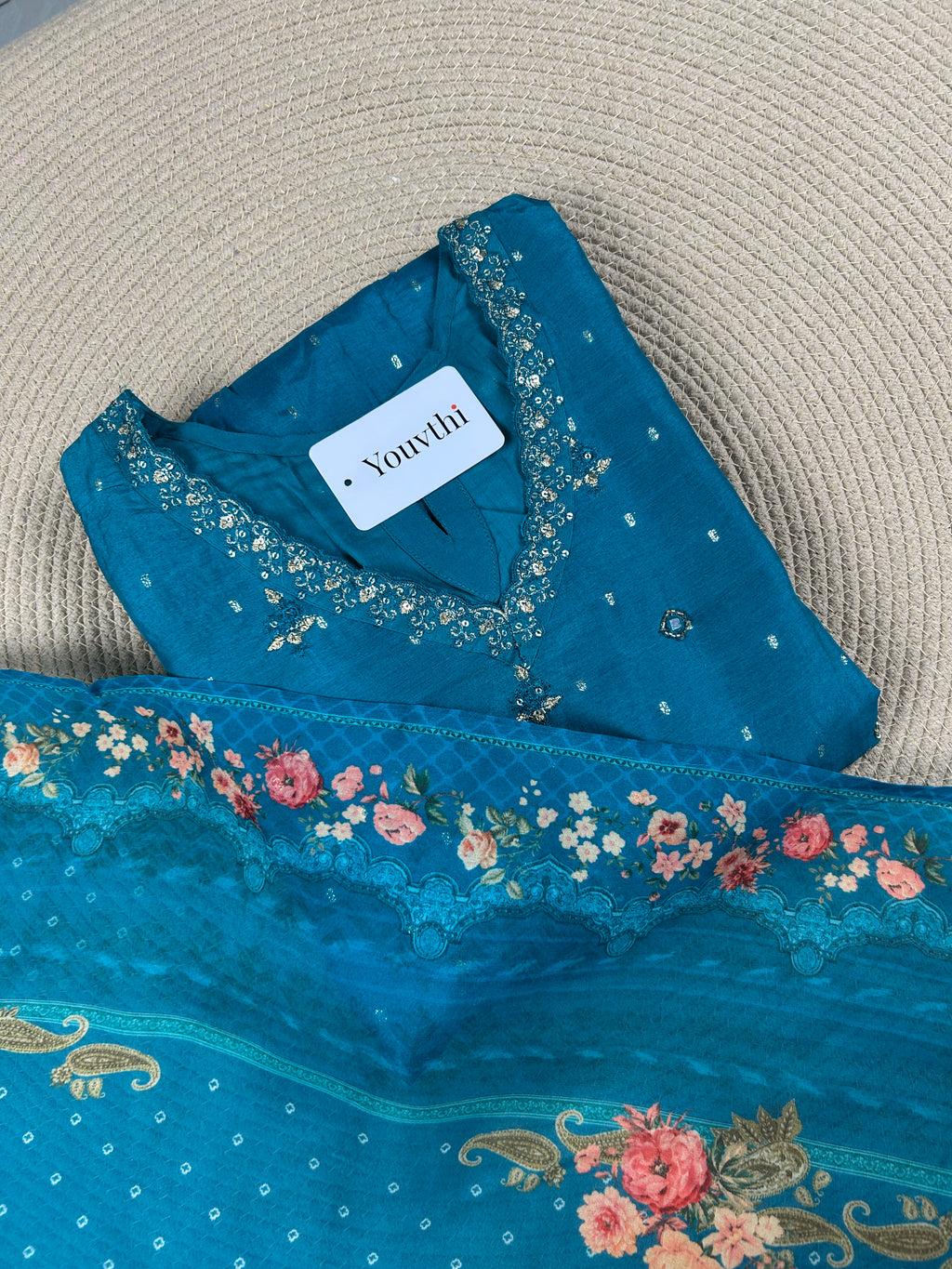 Teal Nyra Cut Kurti Suit