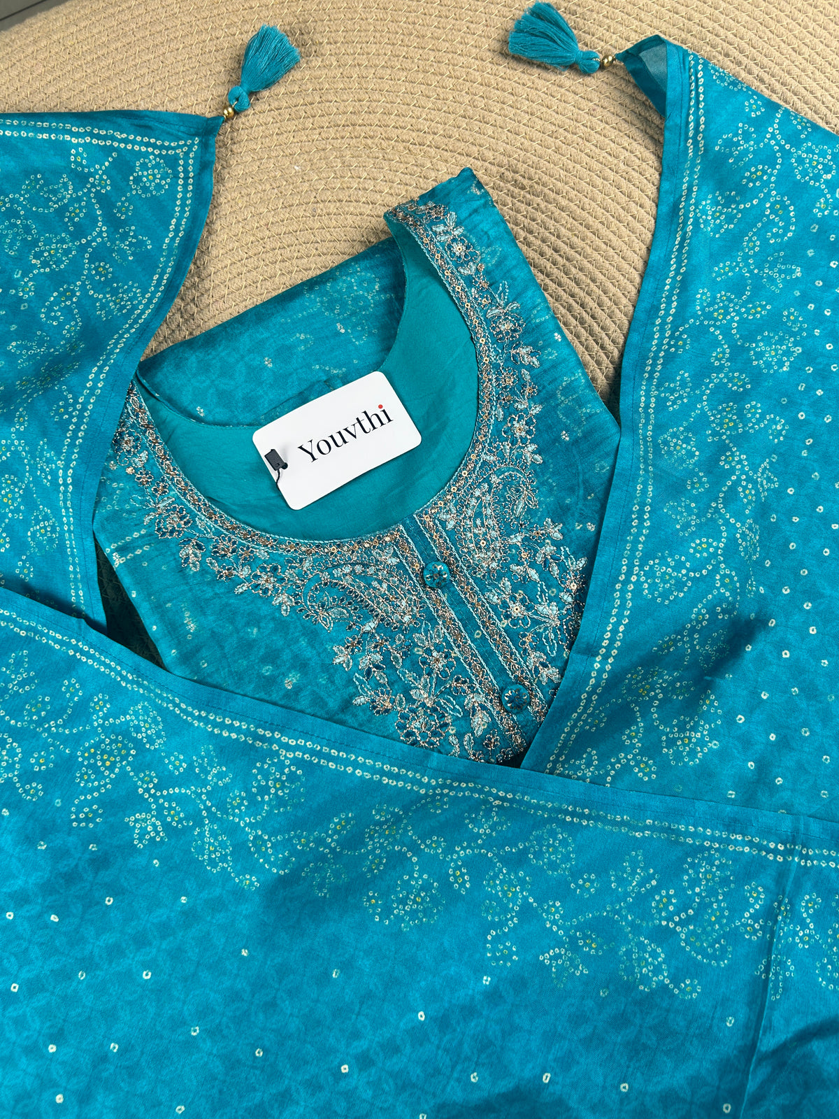 Peacock Teal Paisley Printed Kurti Suit