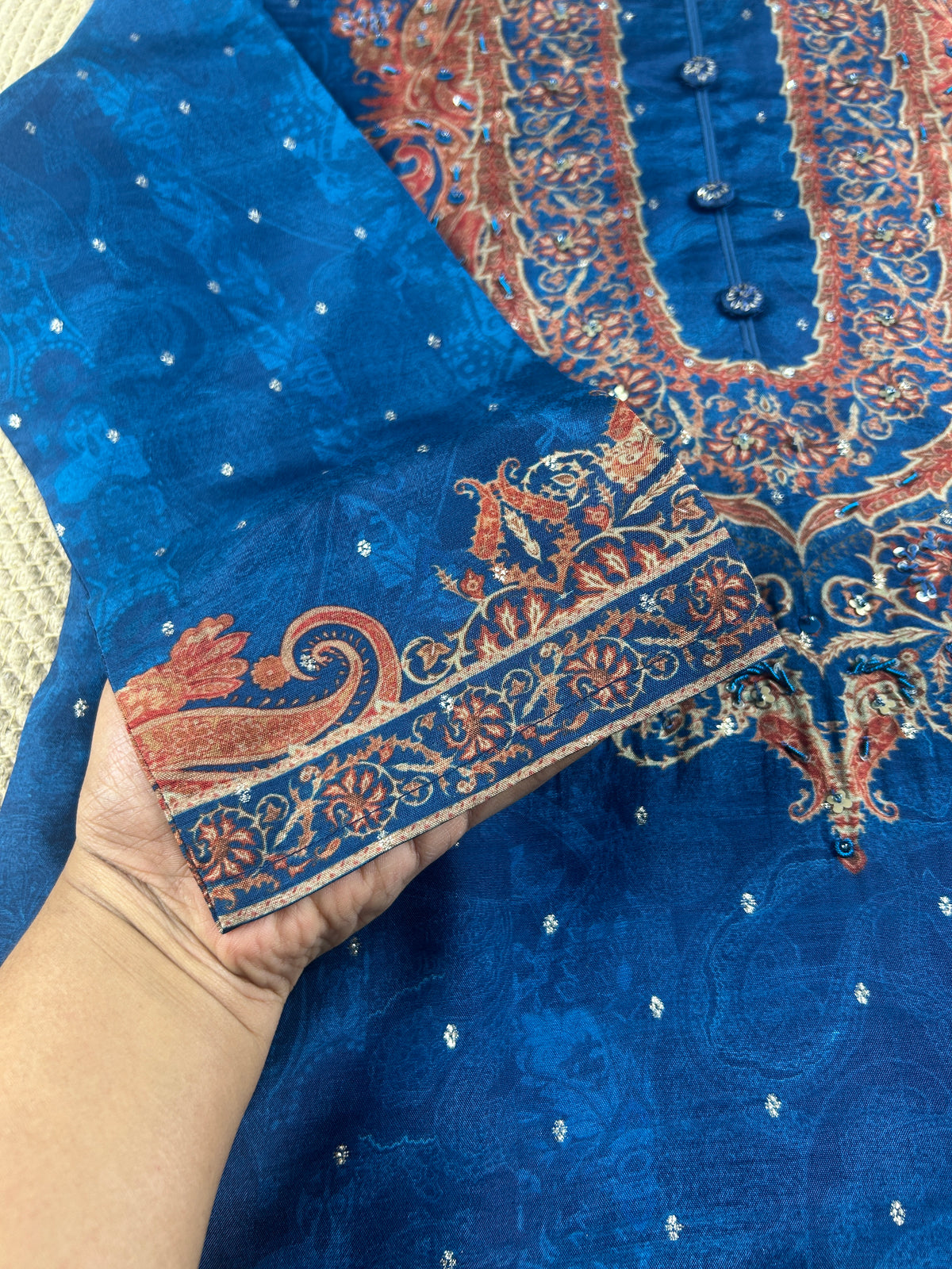 Blue Kashmiri Paisley Printed Kurti Suit