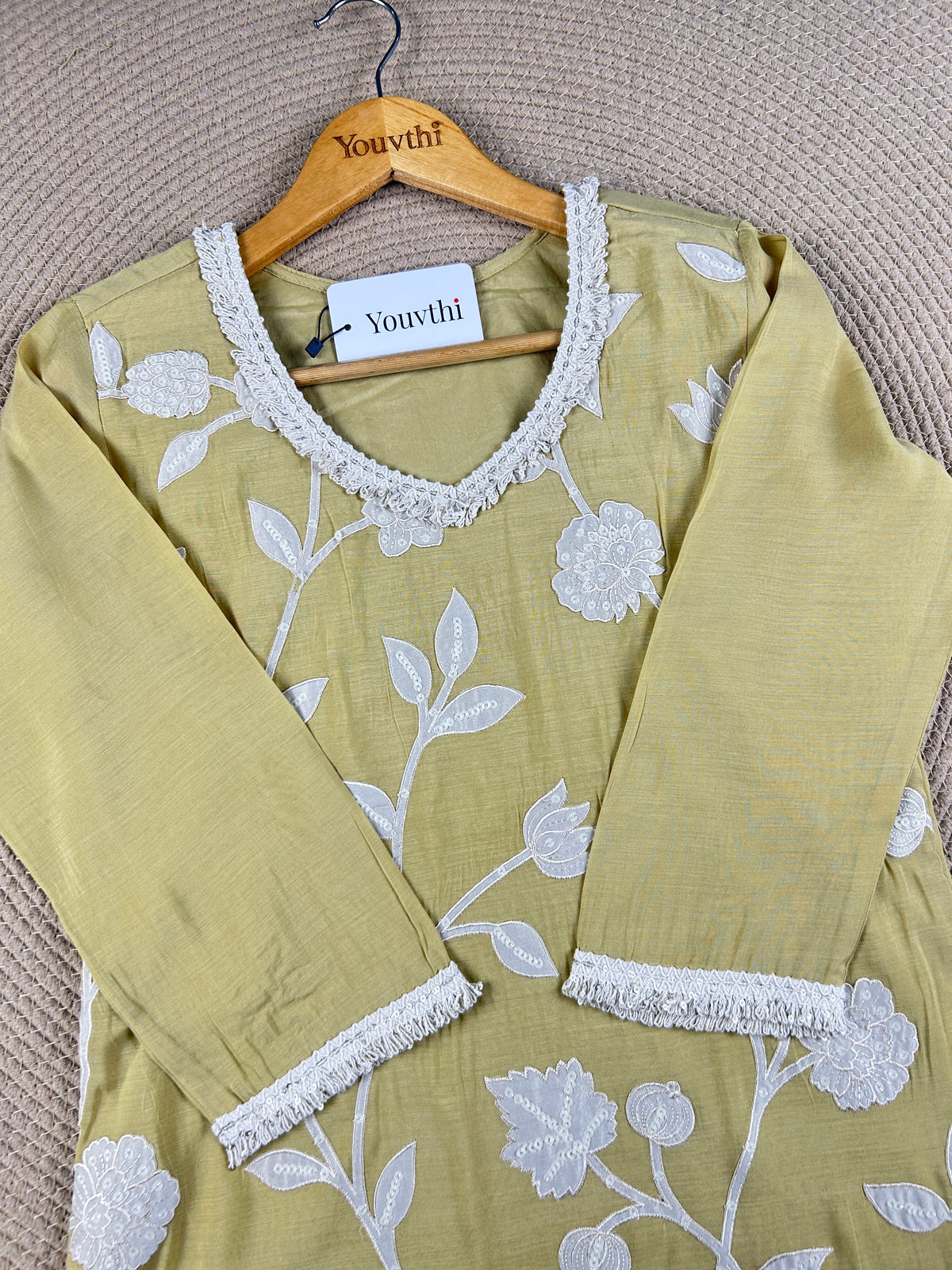 Mulchanderi Applique Work Kurti Suit