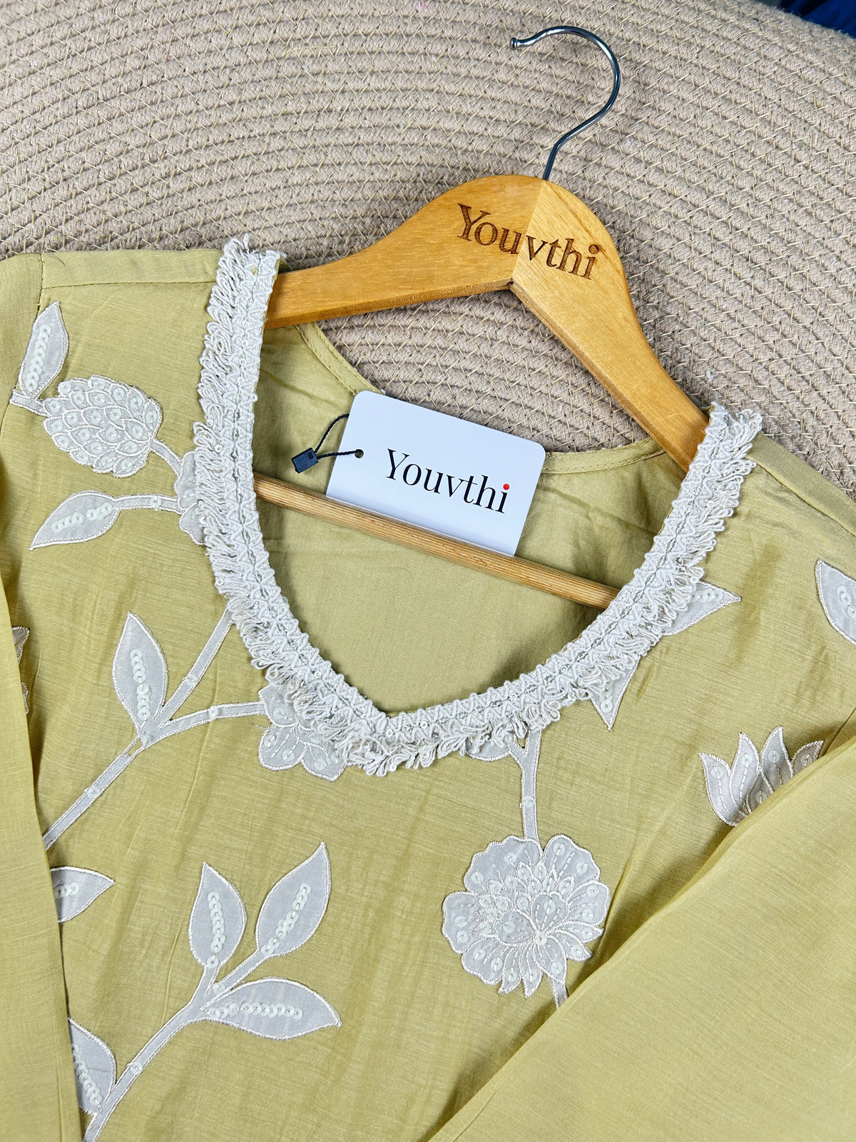 Mulchanderi Applique Work Kurti Suit