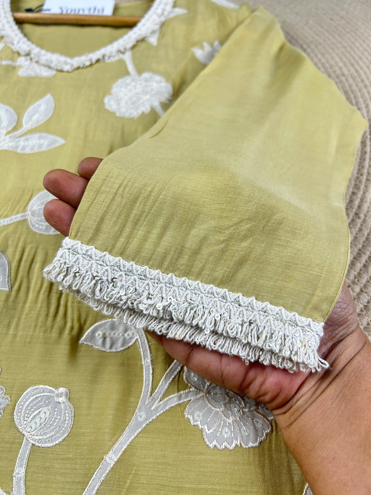 Mulchanderi Applique Work Kurti Suit