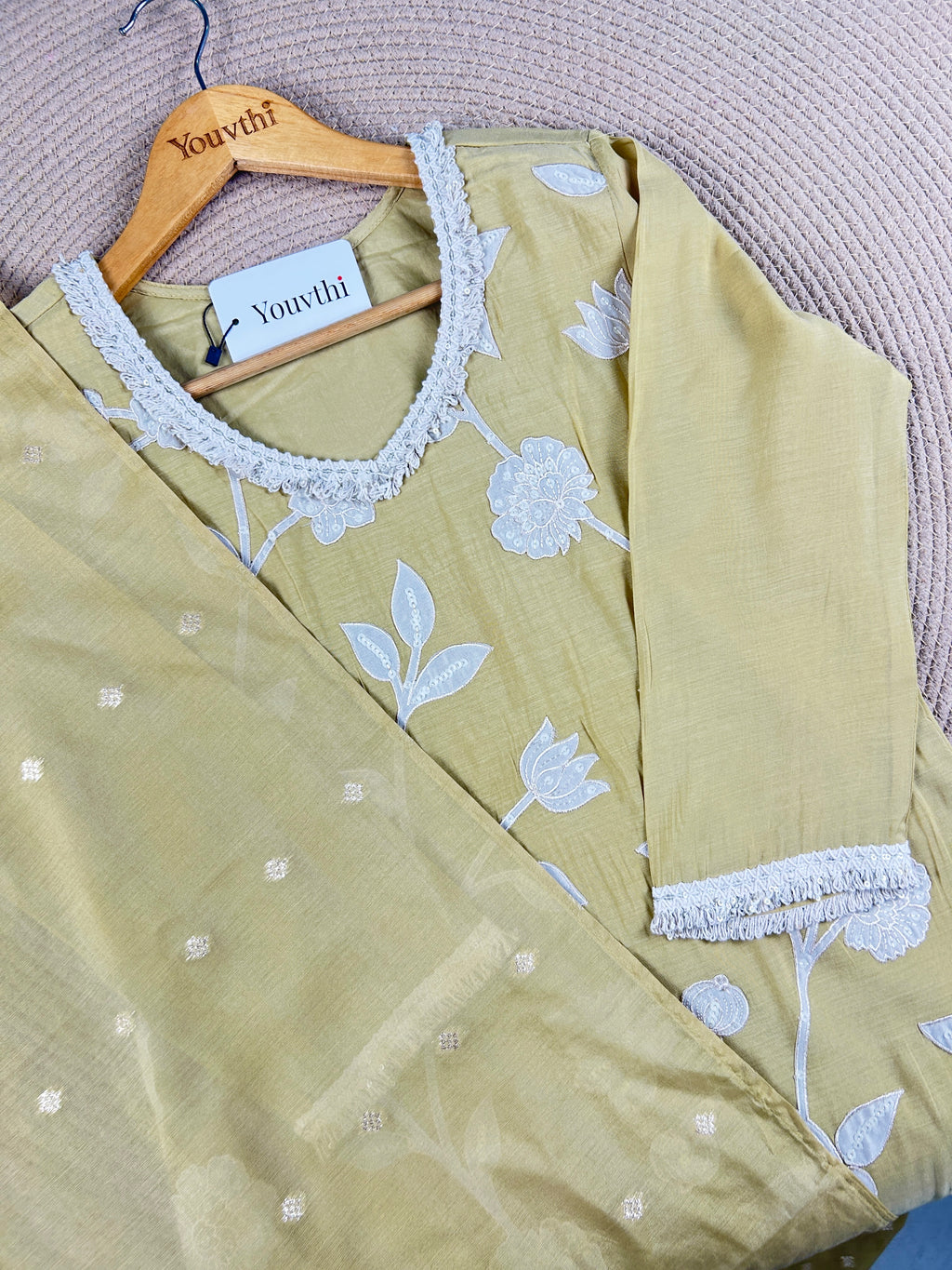 Mulchanderi Applique Work Kurti Suit