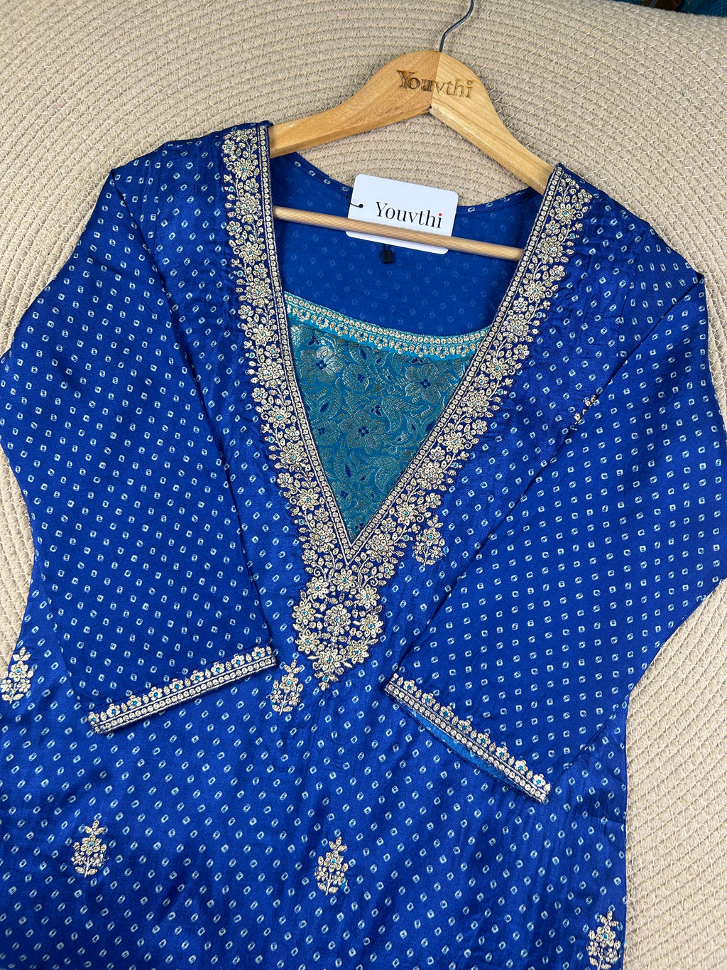 Blue Bandhini Printed Kurti Suit