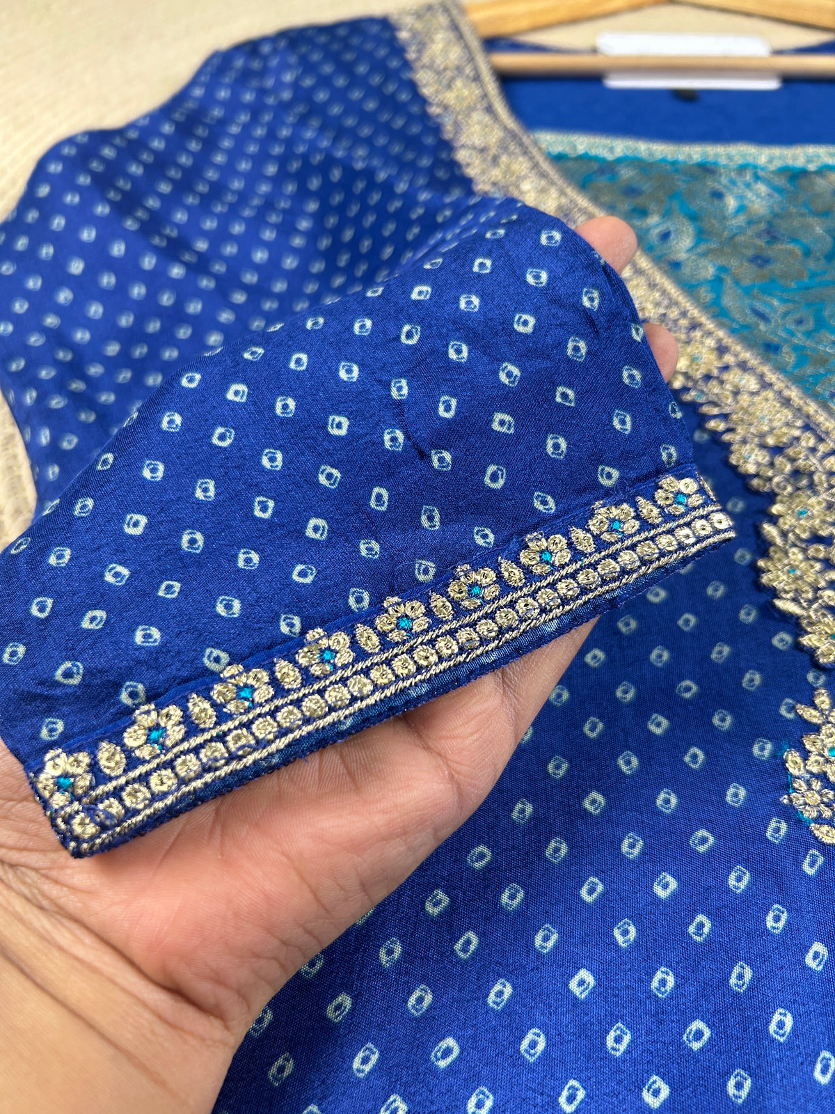 Blue Bandhini Printed Kurti Suit