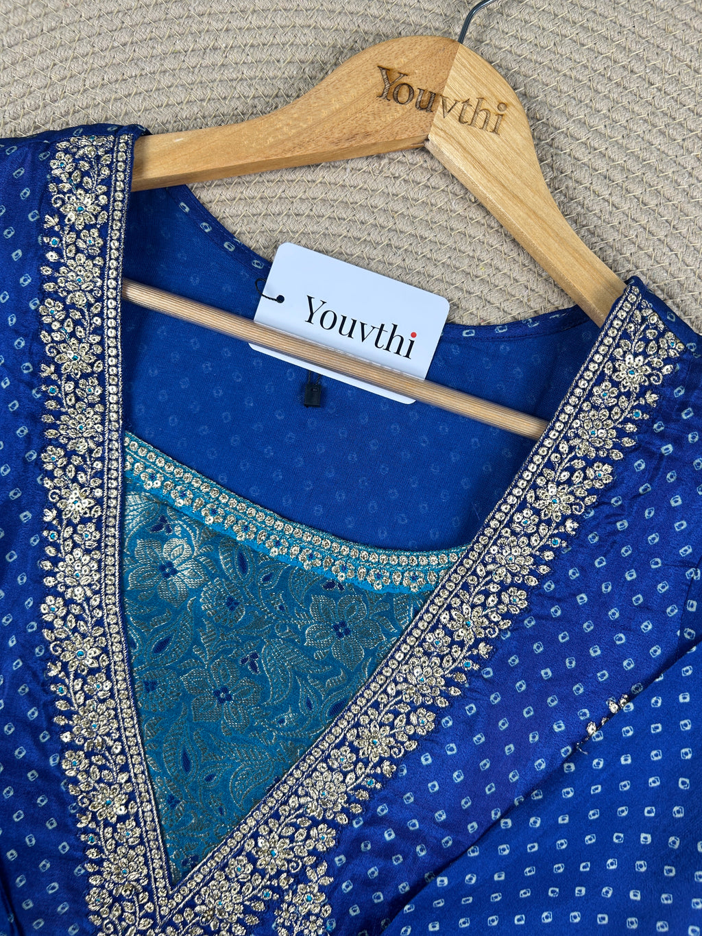 Blue Bandhini Printed Kurti Suit
