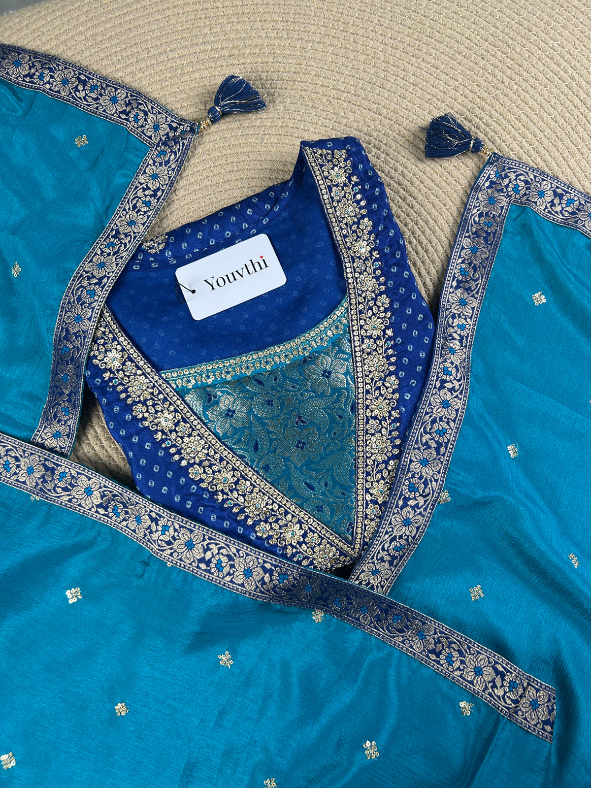 Blue Bandhini Printed Kurti Suit