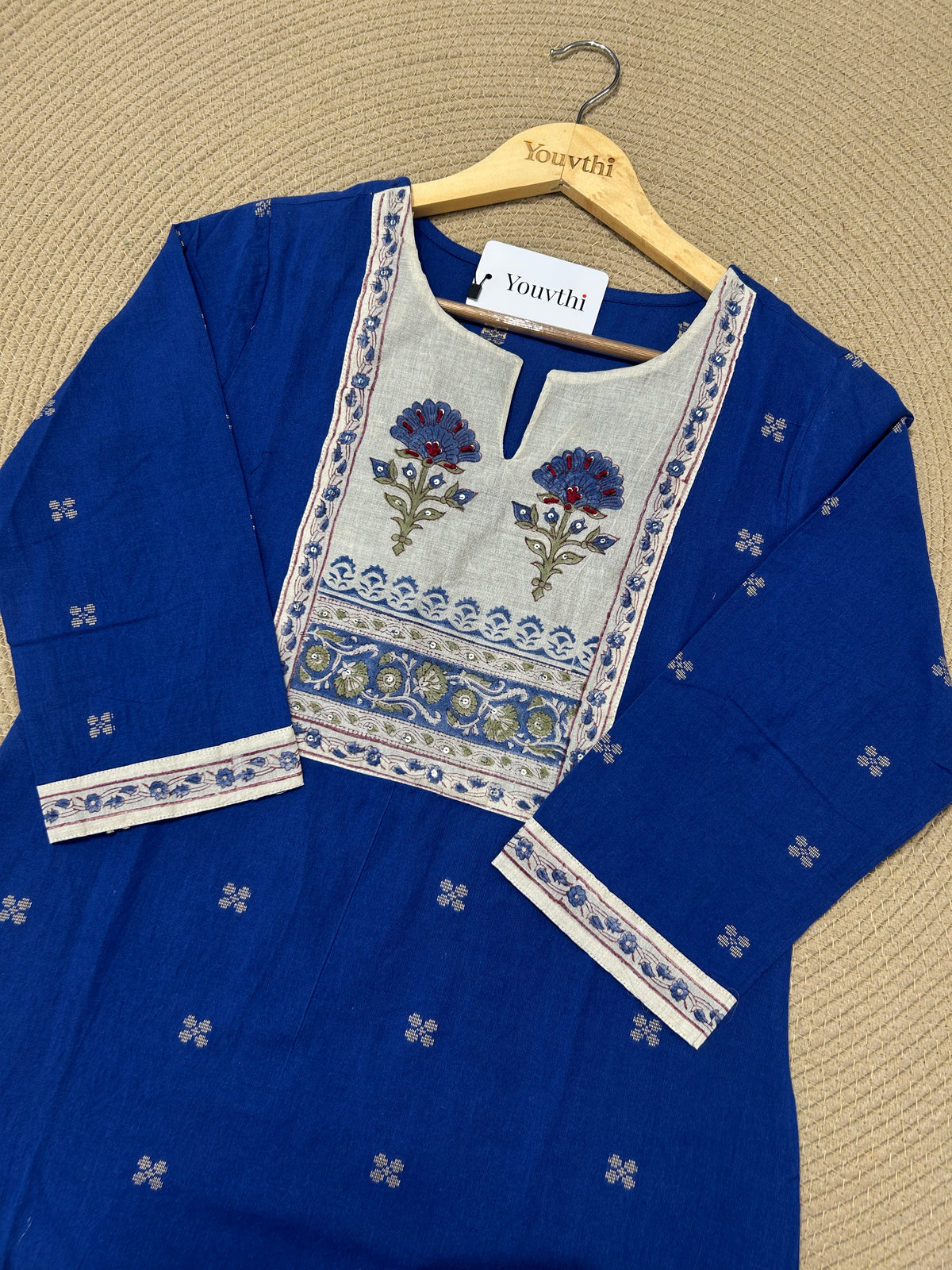Blue Cotton Kurti Set