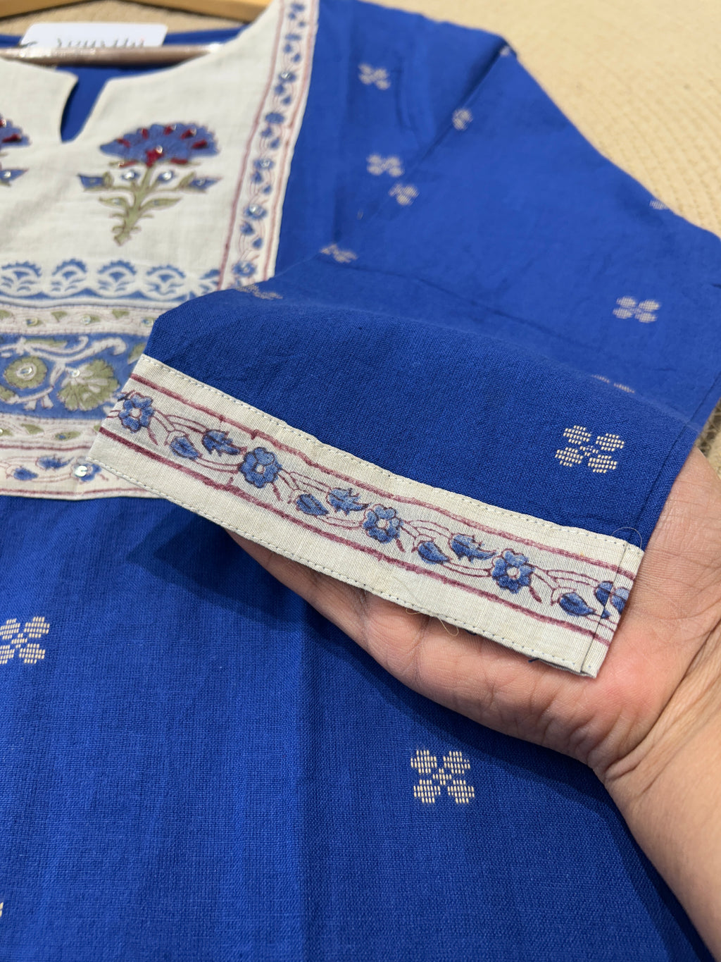 Blue Cotton Kurti Set