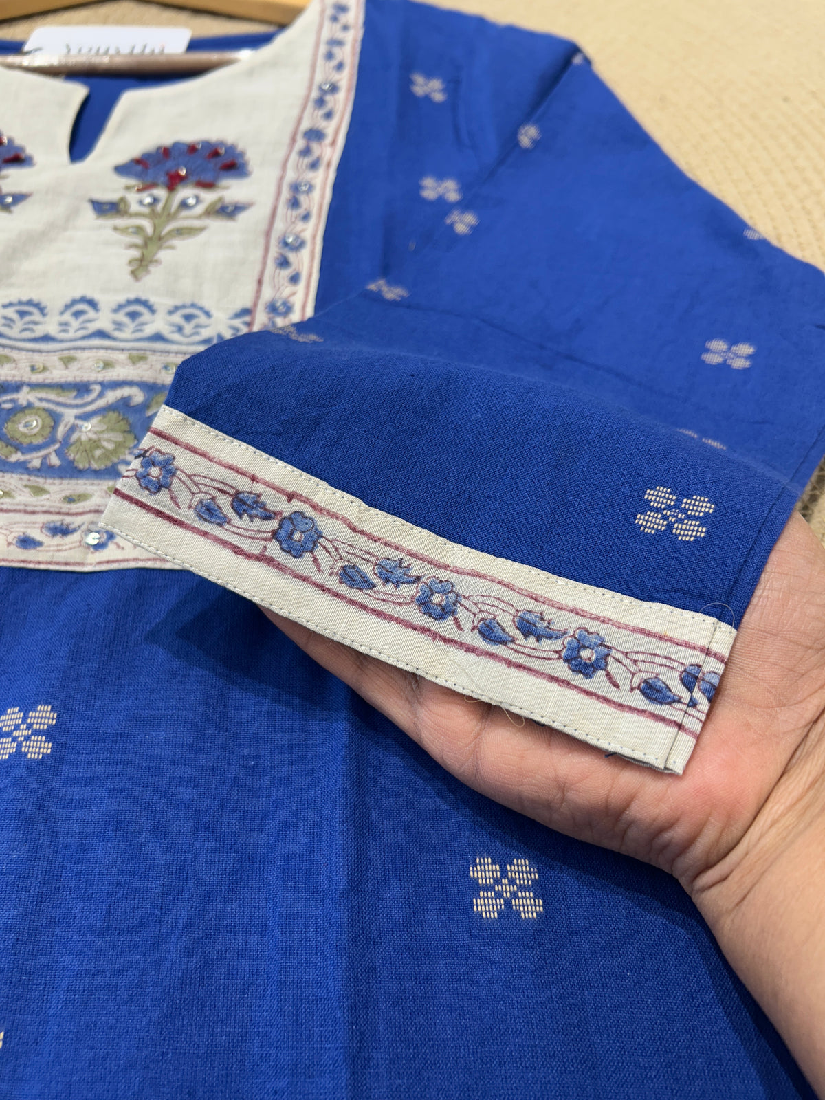 Blue Cotton Kurti Set