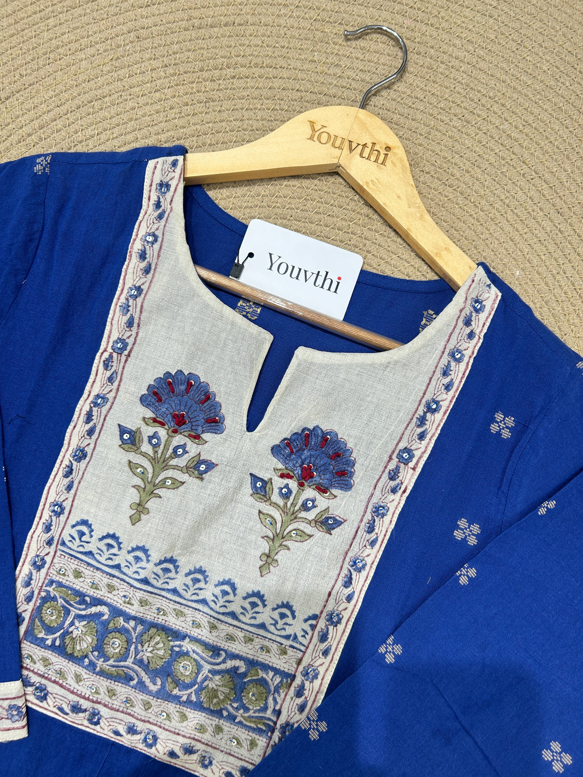 Blue Cotton Kurti Set