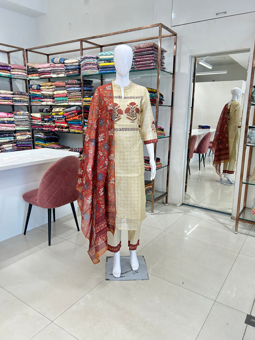 Chanderi Kurti Set