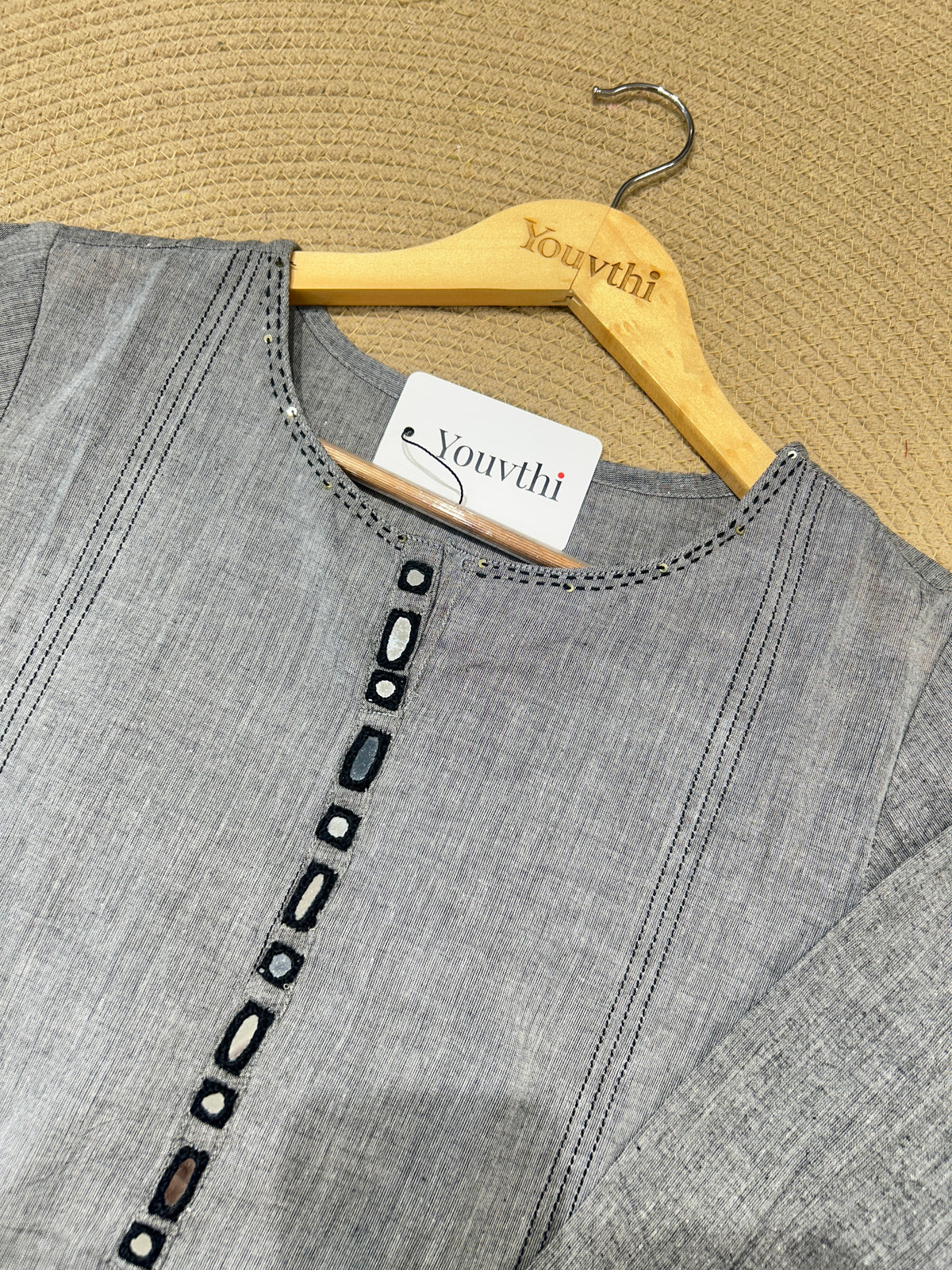 Grey Cotton Kurti Set