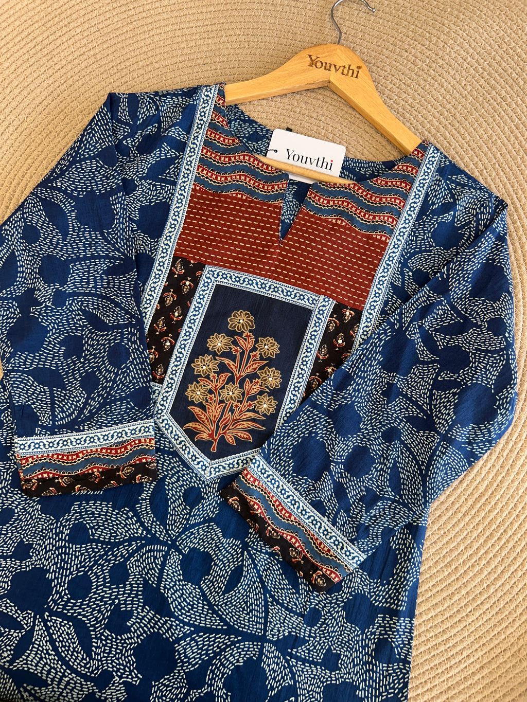 Blue Cotton Kurti Set