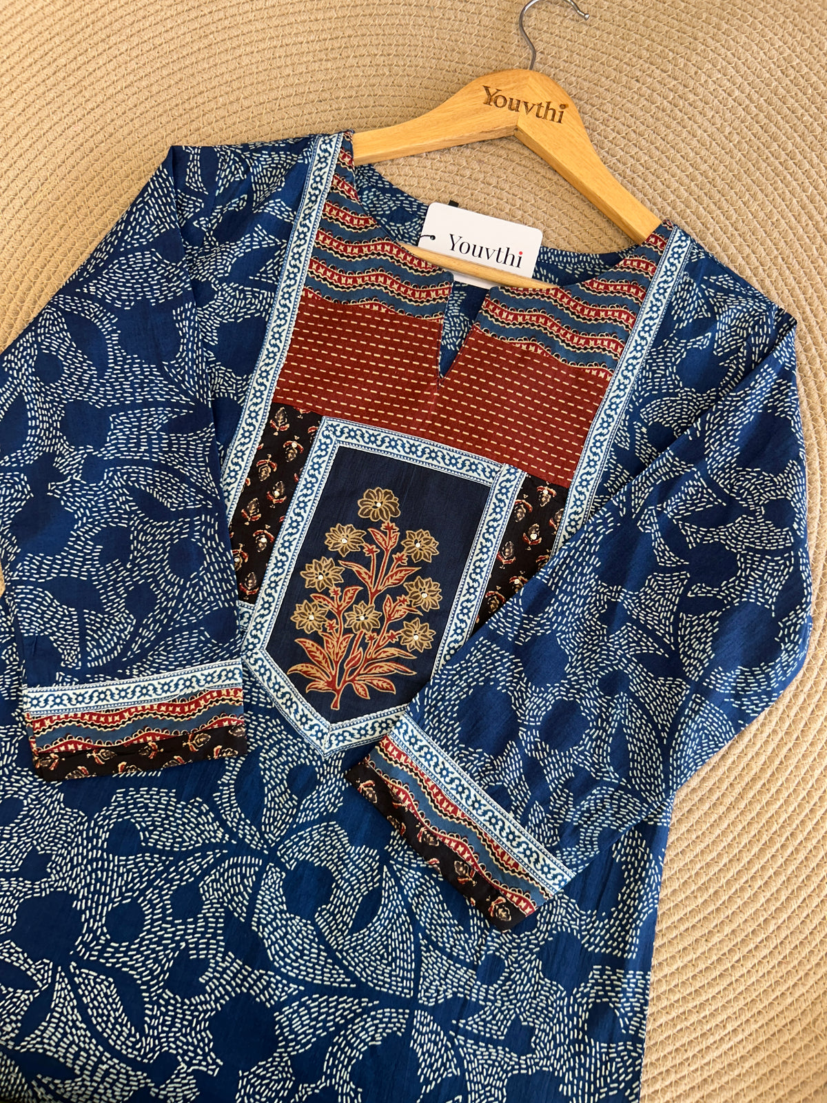 Blue Cotton Kurti Set