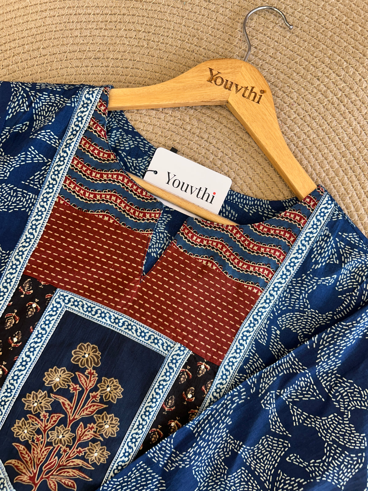 Blue Cotton Kurti Set