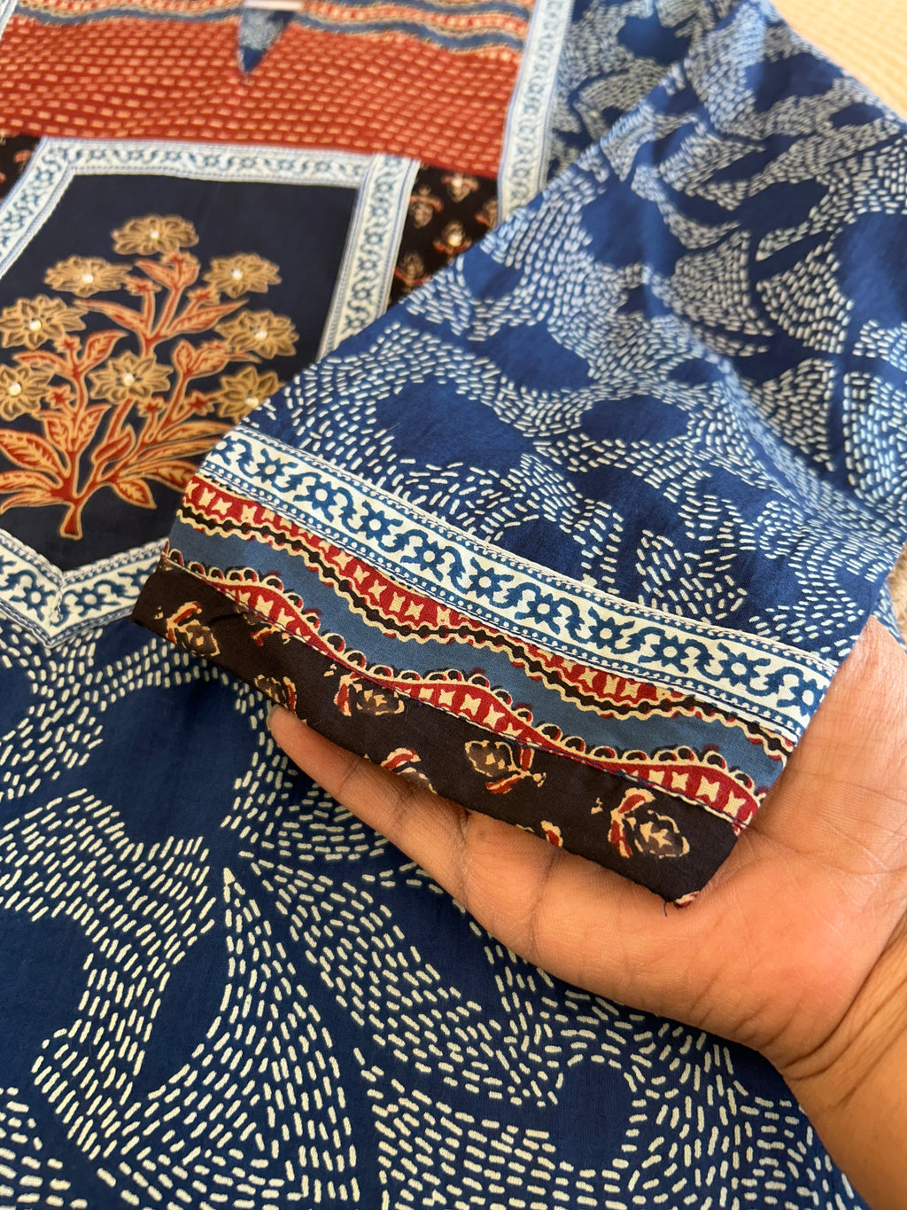 Blue Cotton Kurti Set