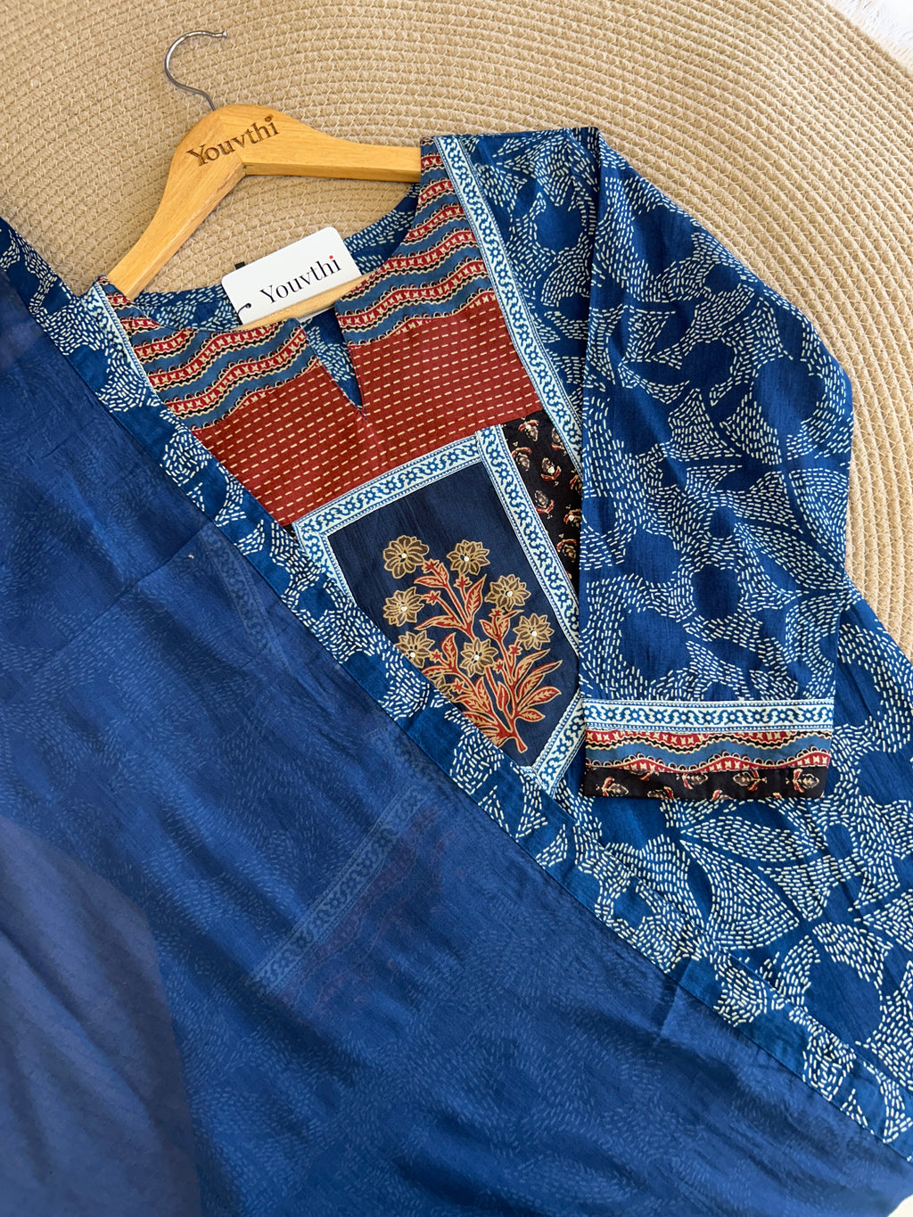 Blue Cotton Kurti Set